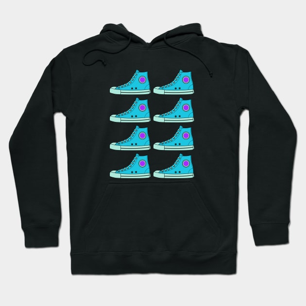 Cyan Blue Sneakers Hoodie by 1001Kites